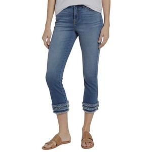 Jen7 by 7 for All Mankind Cropped Straight Fringe Hem Jeans Size 8